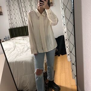 Cream Button-Up Blouse